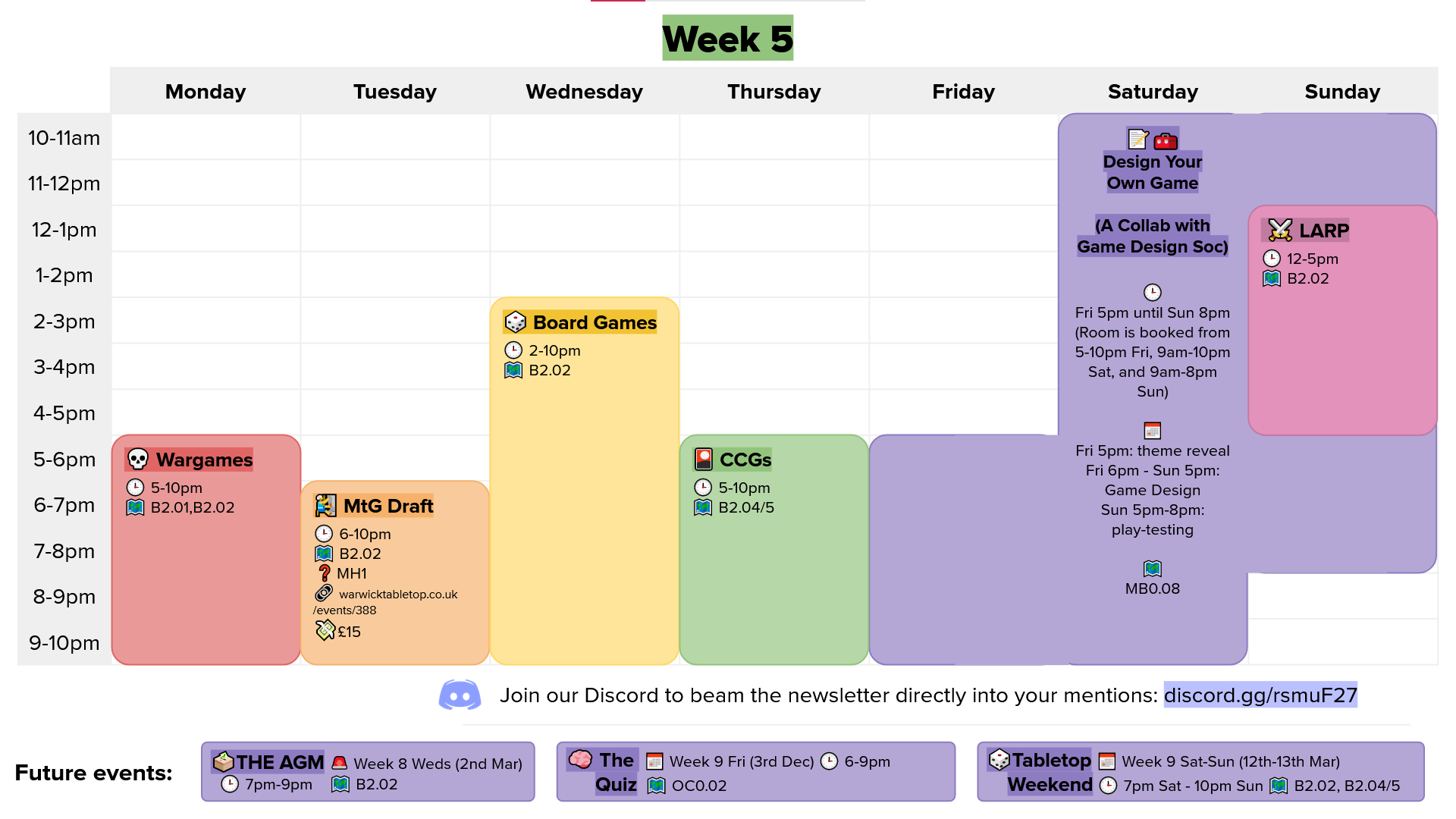 week 5 calendar graphic