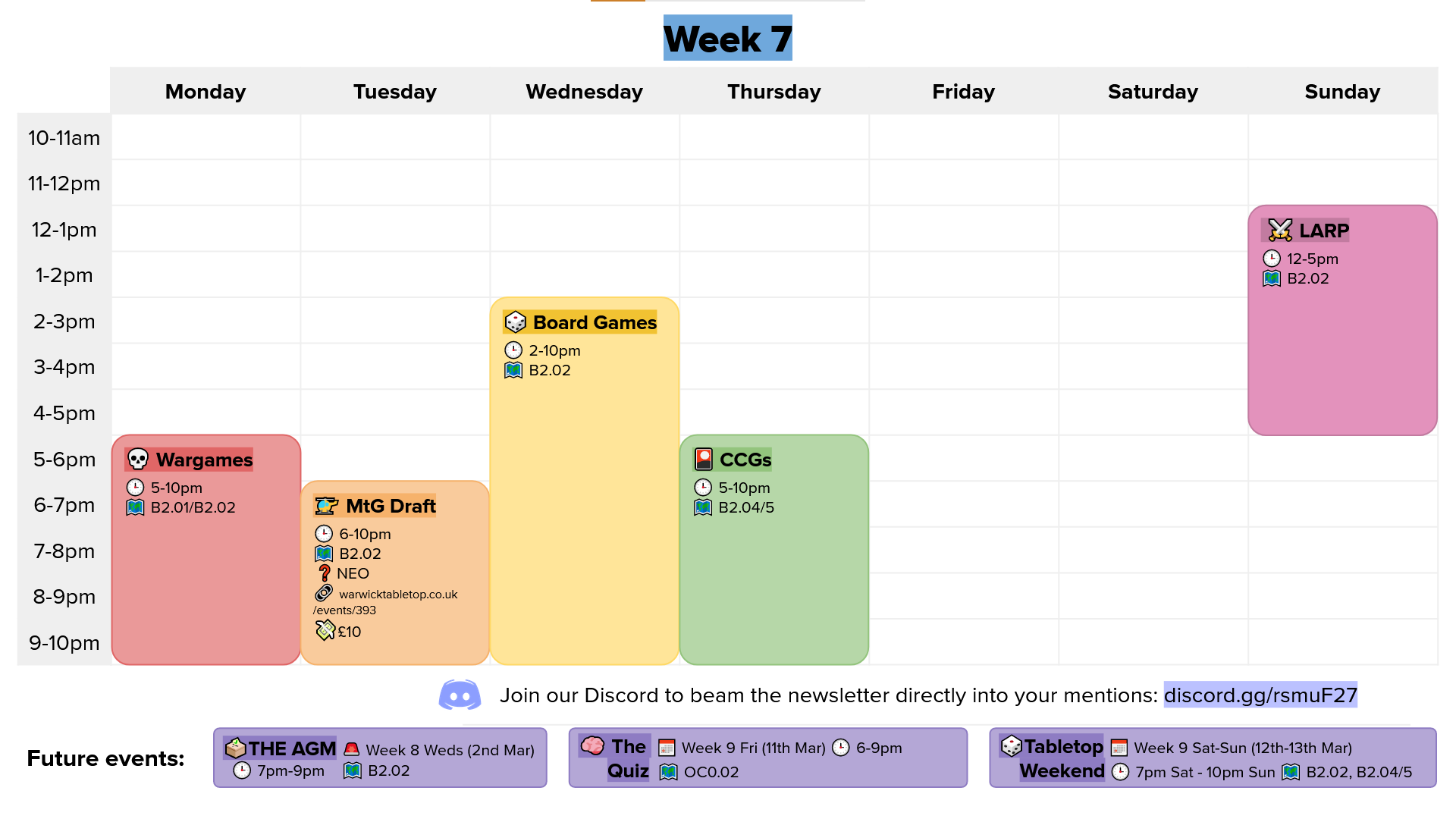 week 7 calendar graphic