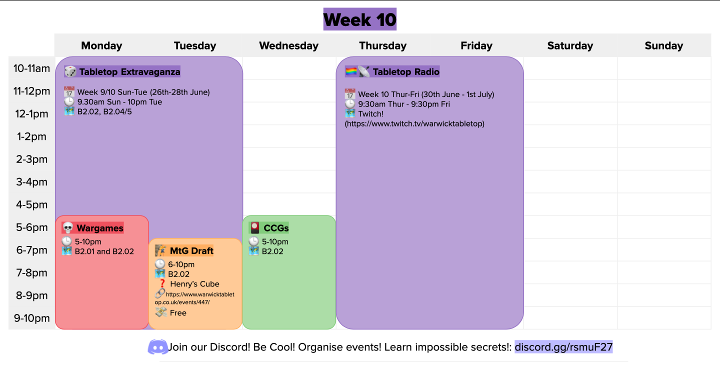 week 10 calendar graphic
