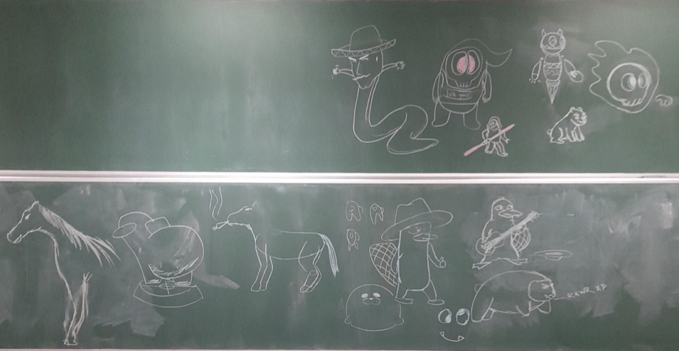 The chalkboard after the Drawfee interlude