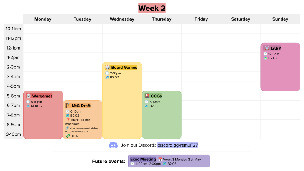 week 2 calendar graphic